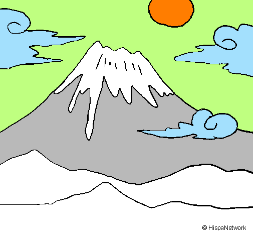 Desenho Monte Fuji pintado por Graziele