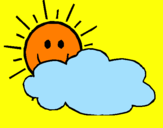 Desenho Sol e nuvem pintado por Fernanda