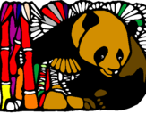 Desenho Urso panda e bambu pintado por franjola