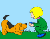 Desenho Menina e cão a brincar pintado por alysson123