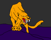 Desenho Tigre com dentes afiados pintado por Luane