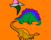 Desenho Três classes de dinossauros pintado por AFONSO