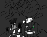 Desenho Paisagem Halloween pintado por ivone