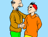 Desenho Pai e filho apertam a mão pintado por Bruna S.T.O