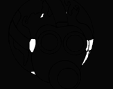Desenho Terra com máscara de gás pintado por felipe