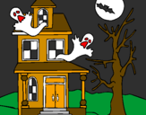 Desenho Casa do terror pintado por dodi