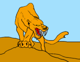 Desenho Tigre com dentes afiados pintado por kawã Augusto