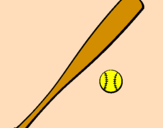 Desenho Bastão de basebol e bola pintado por Inês C.