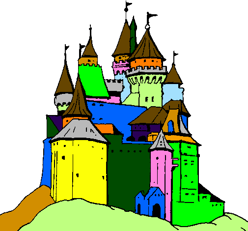 Desenho Castelo medieval pintado por castelo alegre