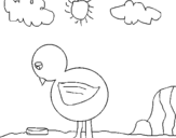 Desenho Triste frango pintado por beatriz