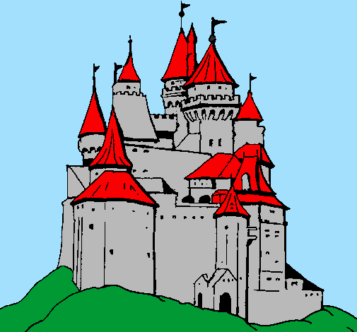 Desenho Castelo medieval pintado por rita