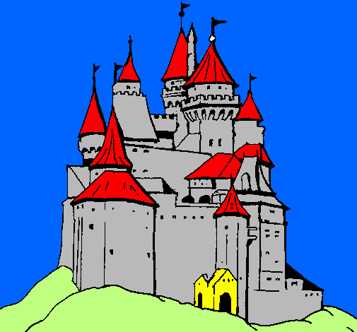 Desenho Castelo medieval pintado por pocoyo