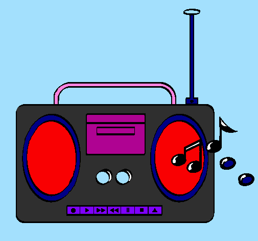 Desenho Radio cassette 2 pintado por inês