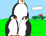 Desenho Familia pinguins pintado por luizinho