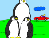 Desenho Familia pinguins pintado por mariana