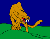 Desenho Tigre com dentes afiados pintado por helen 