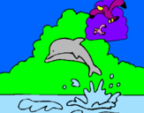 Desenho Golfinho e gaviota pintado por SOPHIA