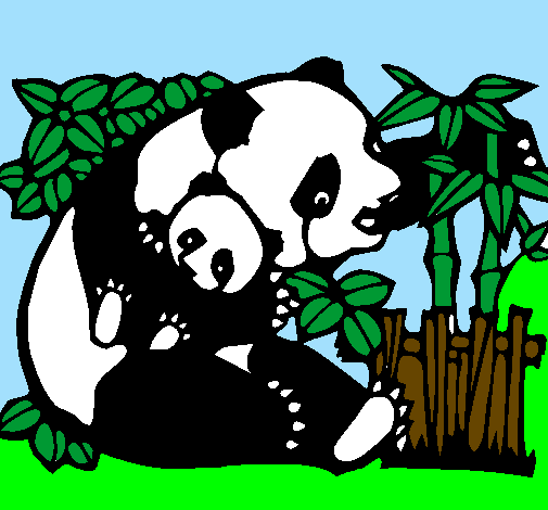 Desenho Mamã panda pintado por g.l.v