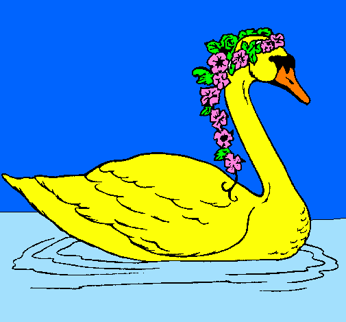 Desenho Cisne com flores pintado por leylane