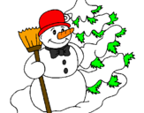 Desenho Boneco de neve e árvore de natal pintado por dayane