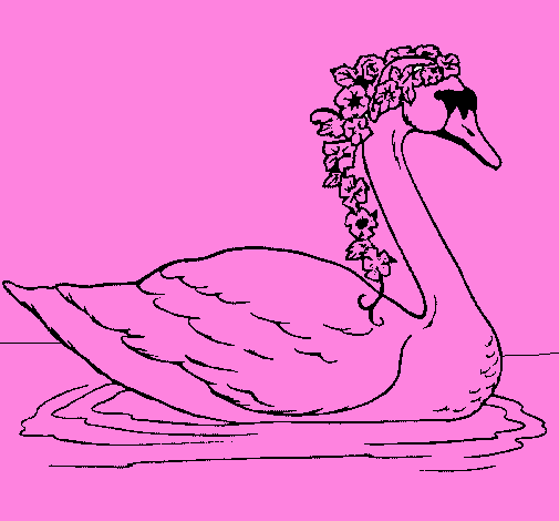 Desenho Cisne com flores pintado por Letícia