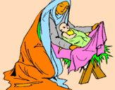Desenho Nascimento do menino Jesús pintado por Lula