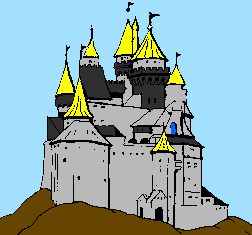 Desenho Castelo medieval pintado por erick o cavaleiro negro