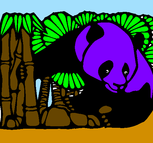 Desenho Urso panda e bambu pintado por joão jorge