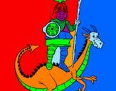 Desenho Cavaleiro São Jorge e o dragão pintado por vitor melado