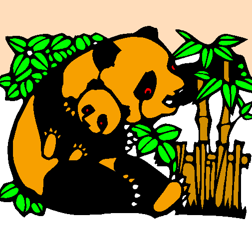 Desenho Mamã panda pintado por FAEL
