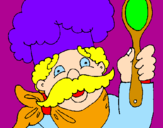 Desenho Chefe com bigode pintado por carol
