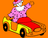 Desenho Boneca em carro descapotável pintado por adriana