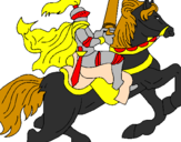 Desenho Cavaleiro a cavalo pintado por flavinha