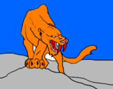Desenho Tigre com dentes afiados pintado por Margarida nogueira