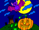 Desenho Paisagem Halloween pintado por GabrielaF