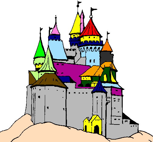 Desenho Castelo medieval pintado por riquelme