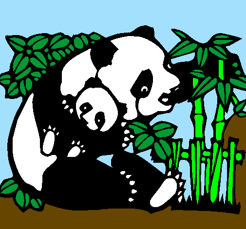 Desenho Mamã panda pintado por Filipa