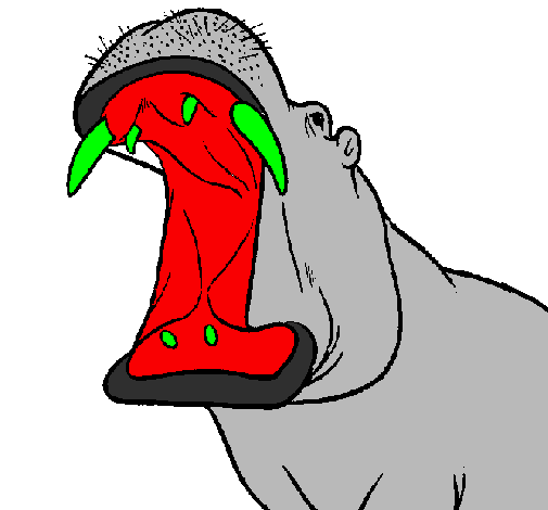 Desenho Hipopótamo com a boca aberta pintado por JOAO VITOR LEONCIO