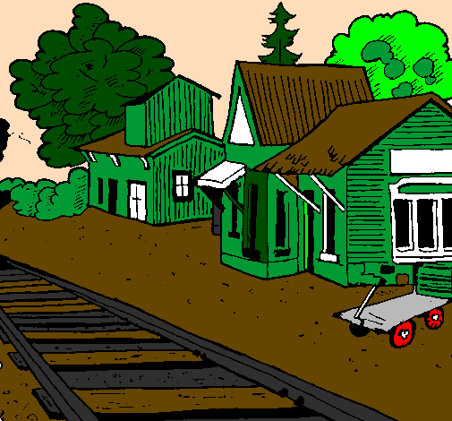 Desenho Estação de comboio pintado por João Pedro