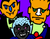 Desenho Personagens Halloween pintado por leonardo e seus amigos !