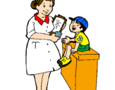 Desenho Enfermeira e menino pintado por Beatriz