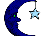Desenho Lua e estrela pintado por Nikolas