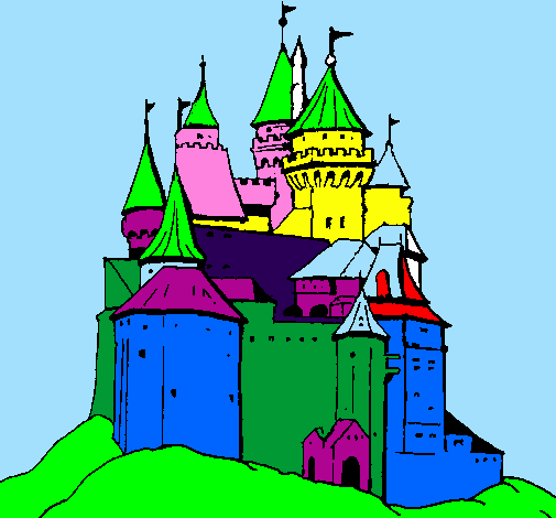 Desenho Castelo medieval pintado por barbie