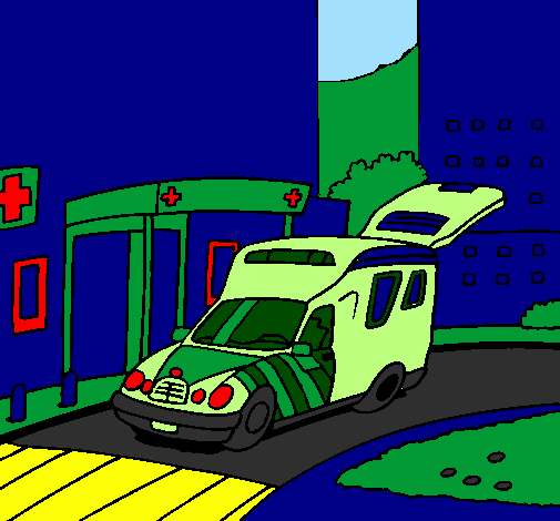 Desenho Ambulância no hospital pintado por luiz eduardo