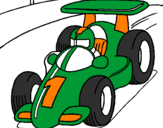 Desenho Carro de corrida pintado por carrinho verde