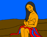 Desenho Mãe e filho  pintado por wallace