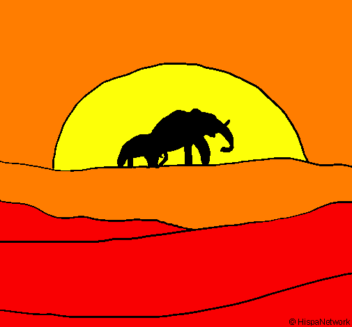 Desenho Elefante ao amanhecer pintado por gabriel