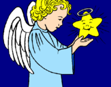 Desenho Anjo e estrela pintado por ingrid