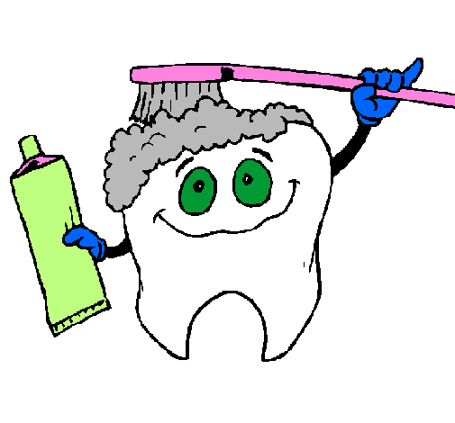 Desenho Dentes a serem limpos  pintado por dentinho  escovado