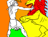 Desenho Gladiador contra leão pintado por al